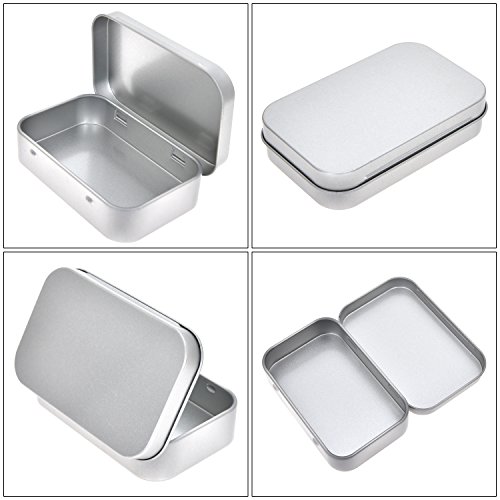 Aybloom Metal Rectangular Empty Hinged Tins - 30 Packs Silver Mini Portable Box Containers Small Storage Kit & Home Organizer