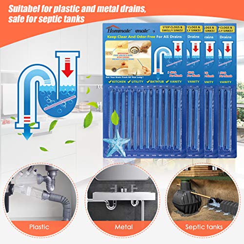 image for Hommate Drain Stix Drain Cleaner Sticks for Clogs & Odors Safe for Kit