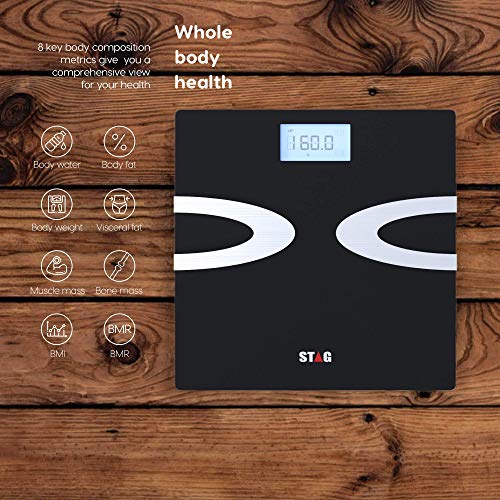 Digital Body Fat Scale - Best Smart Wireless - Weight - Bathroom - Body Composition Analyzer with iOS and Android App for Body Weight - Fat - Water - Bmi - Muscle Mass - 396lbs