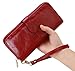 HESHE Wallet Purse for Women Leather Wristlet Wallet Zipper Credit Card Holder Rfid Wallet with Phone Pocket (Wine)