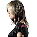 GOOACTION Women Fashion Shoulder Length Natural Straight Brown and Blonde Highlights Wig with Bangs Synthetic Cosplay Party Hair Wigs