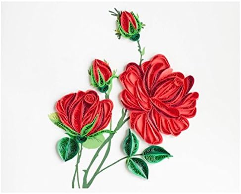 Hand Quilling Red Rose Bouquet Greeting Card