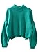 Futurino Women's Turtleneck Knitted Asymmetric Bell Sleeve Crop Jumper