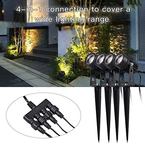 Gartenleuchte,Tomshine 4er Set Gartenbeleuchtung mit Erdspieß Gartenstrahler mit Stecker, 1800LM SUPER HELL/IP65… – Bild 7