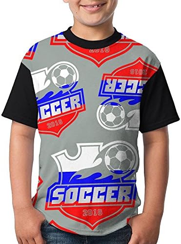 2018-soccer-russia Boy Youth 3D Printing Fashion Round Neck T Shirts Cute Short-Sleeve T-Shirts