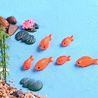 loinhgeo-Lovely Fine Workmanship 10Pcs Resin Fish Fake Lotus Leaf Flower Miniature Ornament Garden Bonsai Decor - 10pcs