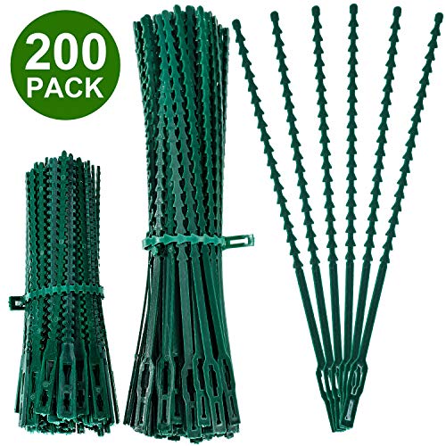 WILLBOND 200 Pieces Adjustable Plant Ties Flexible Garden Plant Ties, Green Multi-Function Sturdy Garden Plant Twist Tie Plastic Garden Ties Plant Support Tree Shrub (13 and 23 cm, Cable Tie)