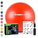 URBNFit Exercise Ball - Yoga Ball in Multiple Sizes for Yoga, Pilates, Pregnancy, Stability - Anti-Burst Swiss Balance Ball w/Quick Pump – Office Ball Chair for Home and Gym – 26 Inch - Red