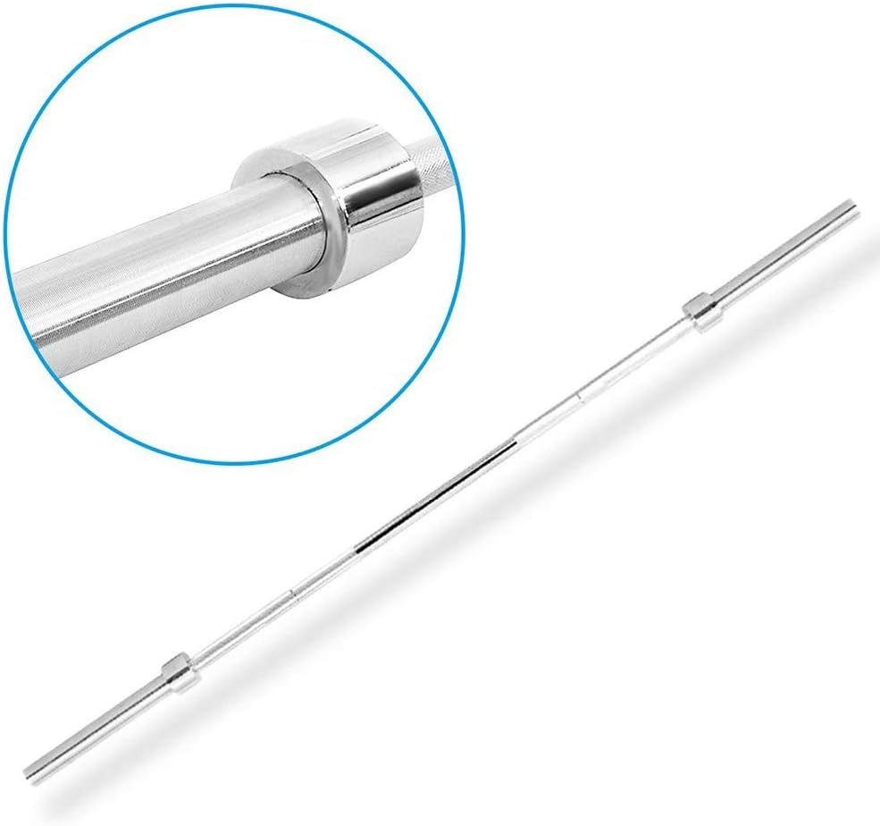 Barbell Bar - 70" Threaded Chrome Barbell Bar, 1 in Barbell Diameter with Ring Collars - Dumbbell Curl Bar wtih Barbell Spring Clip Collars for Home Gym Fitness, Weightlifting, Strength Training : Sports & Outdoors