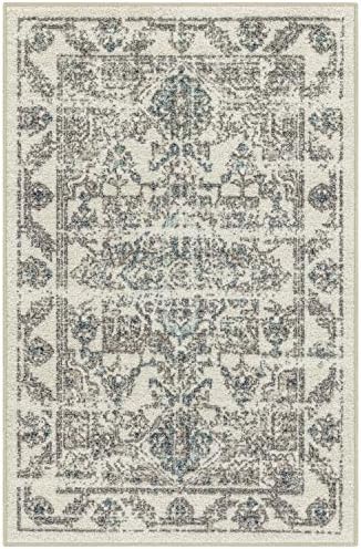 Maples Rugs Distressed Tapestry Vintage Kitchen Rugs Non Skid Accent Area Floor Mat Made In Usa] 26 X 310 Neutral