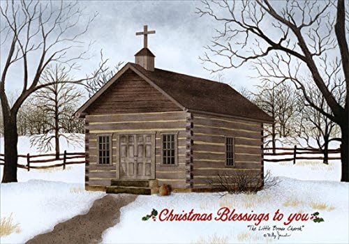 LPG Greetings The Little Brown Church: Box of 16 Billy Jacobs Religious Christmas Cards