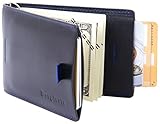 Borgasets RFID Blocking Bifold Slim Wallet with Pull Tab Sleeves and Money Clip