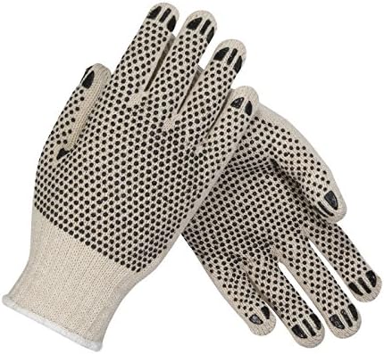 FingerNails 36-C330PDD/L Seamless Knit Cotton/Polyester Glove with Double-Sided PVC Dot Grip, Heavy Weight