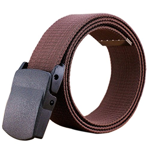 ITIEZY Elastic Belt, Military Tactical Men Belt Stretch Web Belt Plastic Buckle Coffee