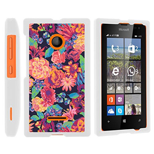 MINITURTLE Case Compatible w/ [Microsoft Lumia 435, Lumia 435 Shell Case][Snap Shell]White 3 IN 1 Slim Hard Fitted Case + Floral Dream