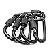 Nuoxinus Aluminum Locking Carabiner Clip (Pack of 5), Durable Lightweight D-ring Spring Snap Keychain Hook Screw Gate Buckle for Home, Outdoor Camping, Hiking, Fishing, Traveling, Backpack (Black)