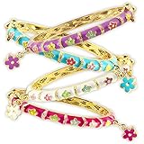 Enamel Bangle Bracelets With Flower Charm Best Gifts 18k Gold Plated Fashion Jewelry For Girls
