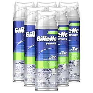 Gillette Series 3X Protection Shave Foam, Sensitive, 9 Ounce (Pack of 6)
