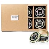 Scented Candle Gift Set of 4 Tins in Breathtaking Aromas Vanilla Caramel, Rose, Jasmine and Lavender | Candles for Decoration | Candles for Gifting