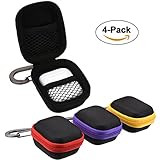 Meuxan zz556456 AirPods Storage Case Mini Earbud Carrying Pouch, Black/Red/Yellow/Purple, 4 Piece