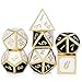 DnDnD Double Color DND Metal Dice Set, Heavy Polyhedral Dungeons and Dragons Playing Dice for Table Game(Black and White with Gold Number)