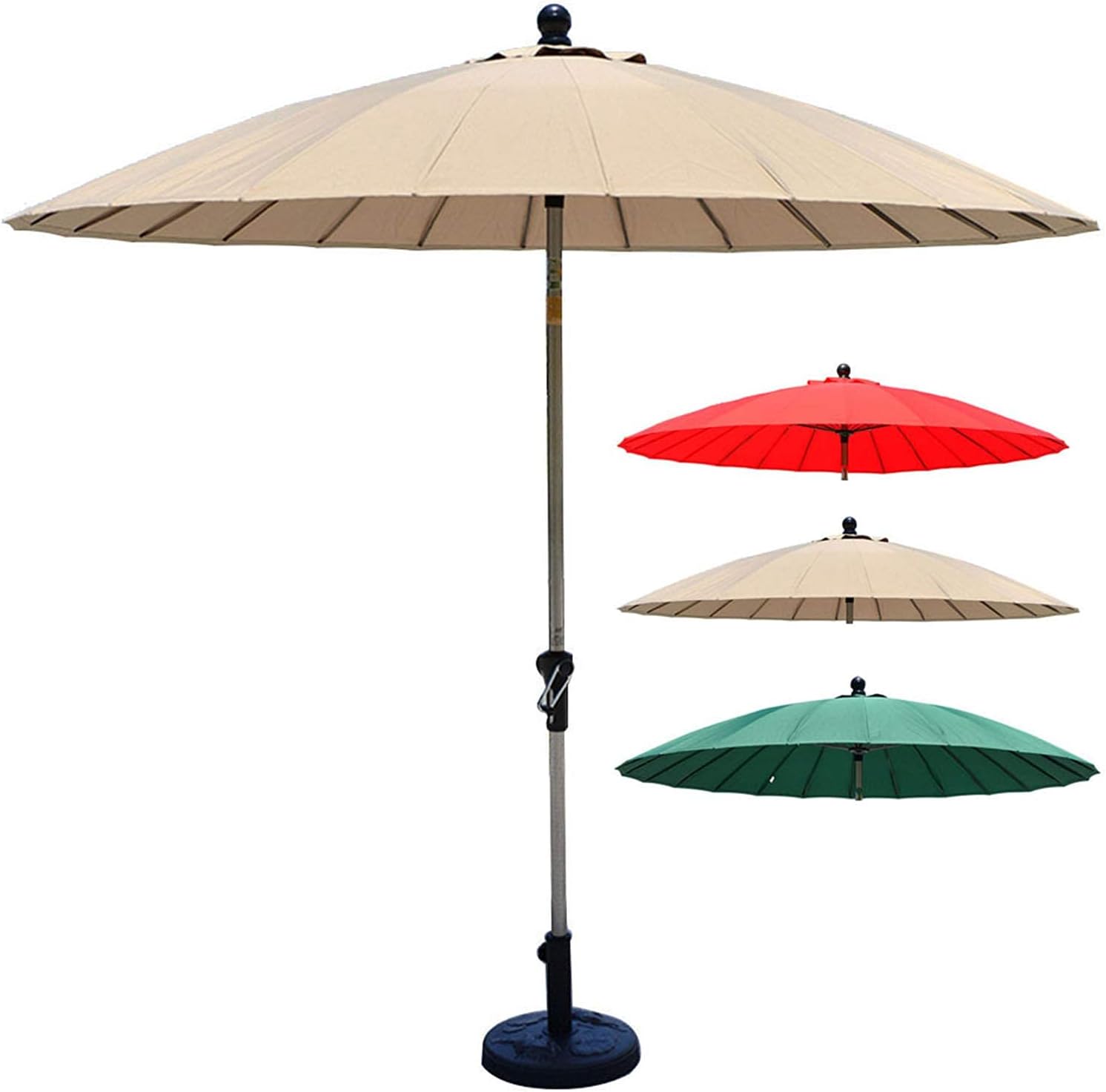 3m 9.8ft 24 Fibreglass Ribs Garden Patio Parasol Umbrella With Crank