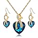 Long Way Austrian Crystal Fashion Heart Jewelry Sets Necklace Earrings Wedding Party Accessories