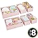 mDesign Fabric Drawer Organizer Bins, Kids/Baby Nursery Dresser, Closet, Shelf, Playroom Organization, Hold Clothes, Toys, Diapers, Bibs, Blankets, Set of 4, 2 Pack, Pink/White Polka Dot