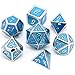 Polyhedral Metal dice Complete Set of 7 Chromium Transparent Light Blue for Dungeons and Dragons MTG RPG Role Playing Table Game