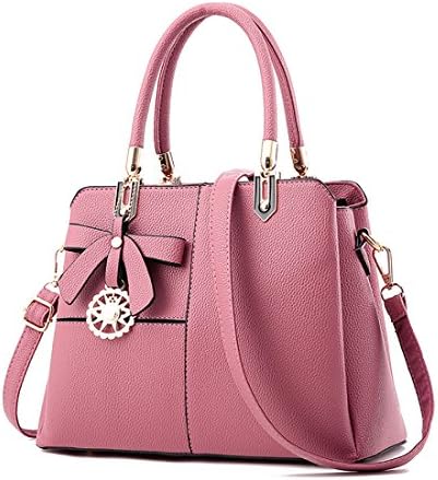 XMLiZhiGu Women's Fashion PU Leather Tote Shoulder Crossbody Bag Top-Handle Handbag Pink Bag