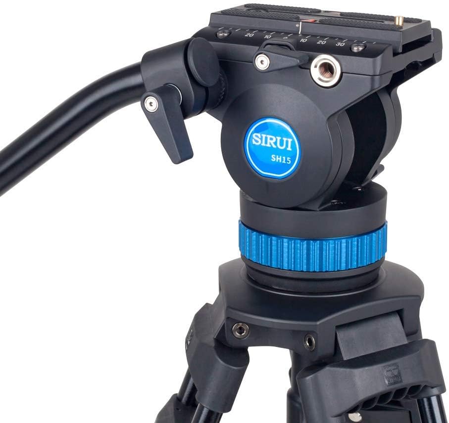 SIRUI Video Tripod with Fluid Head SH-15, Professional Aluminum Tripod for Cameras Universal Platform and Handle