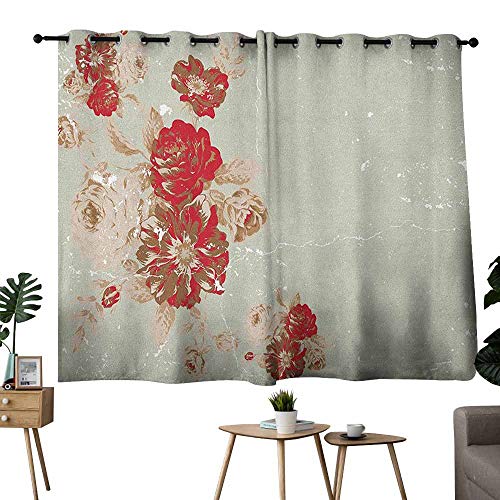 Zmlove Decor Curtains Antique Vintage Style Rose Print On Marble