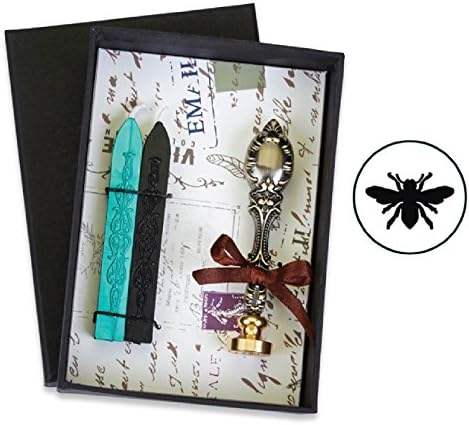 Vintage Deluxe Wax Seal Kit with Bee Flower Symbol-Jade and Black Sealing Wax N1936BX515