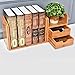MyGift Natural Bamboo Wood Expandable Dorm Desk Bookshelf, Desktop Book Organizer with 2 Pull Out Storage Drawers and Small Display Shelf