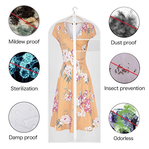 KEEGH Hanging Garment Bag Suit Long Dress Protector Bags for Clothing Closet Storage Full Zipper (Set of 8) PEVA Moth-Proof Lightweight Breathable Clothes Dust Cover 60 inches - Thumbnail 5