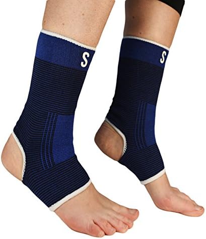 Elite Foot Compression Sleeves By Susama (1 Pair) - Small / Medium - Best Ankle Stabilizer for Workout, Sports and Fitness Exercises - For Men and Women - Protection and Support Wraps