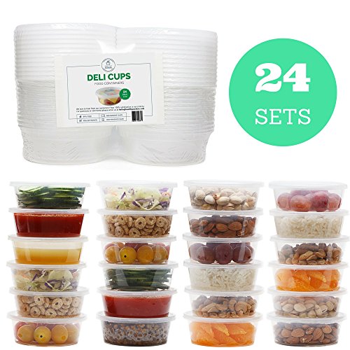 8 oz Plastic Food Storage Containers with Leakproof Lids (24 pack) - Reusable Deli & Restaurant Container - Freezer, Microwave & Dishwasher Safe - BPA Free - Perfect for Meal Prep, Snacks & Even Slime - Thumbnail 6