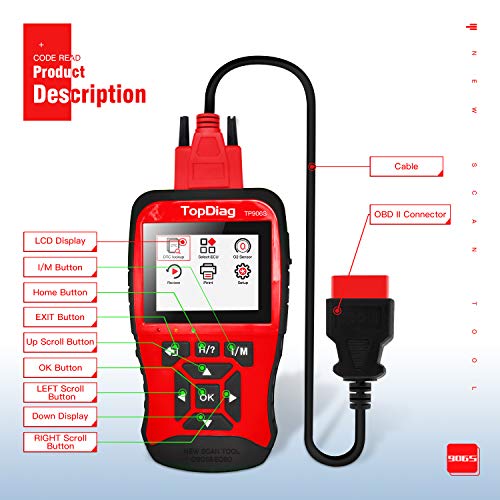 TopDiag TP906S New Generation OBD2 Scanner Enhanced OBDII Code Reader Full Engine Modes Diagnostic Tool with Battery Test