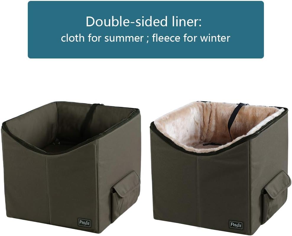 Petsfit Dog Lookout Car Booster Seat with Summer and Winter Liner, 15" Lx16 Wx14 H : Pet Supplies