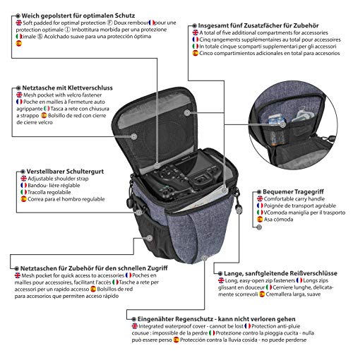 Pedea Kameratasche Fashion für Spiegelreflex DSLR SLR Spiegelreflexkamera Fototasche für DLSM Systemkamera mit Regenschutzhülle für Zubehör und Objektive, Gr. M grau – Bild 5