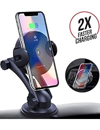 AirO   Soporte de carga rápida para coche, con sujeción automática de 15 W, soporte para teléfono Qi y ventilación de aire, 7,5 W, compatible con iPhone X XS XS Max XR 8 8 Plus, 10 W con Samsung S10 Plus S10e S9 S8+ Note 51