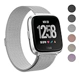 SWEES Metal Bands Compatible Fitbit Versa Smart Watch, Milanese Loop Stainless Steel Metal Replacement Accessories Small Large for Women Men, Black, Champagne, Colorful, Rose Gold, Silver, Grey