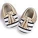 Voberry® Infant Toddlers Baby Boys Girls Soft Soled Tassel Crib Shoes PU Moccasins (6~12 Month, Gold stripe)
