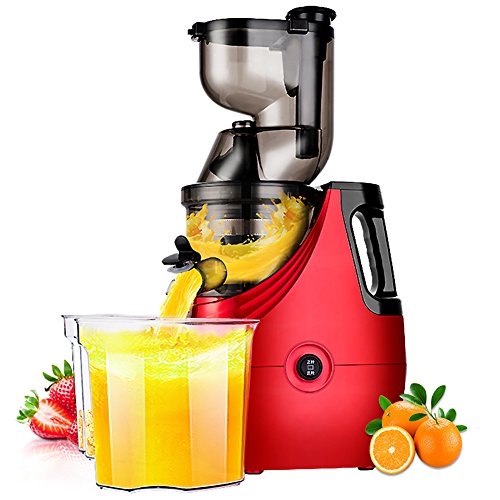 Click Here to See More Images DULPLAY Quiet Slow speed Masticating juicer,Healthy fruit and vegetable 180-watt Bpa free Metallic Juicer machine-red 46x22cm(18x9inch)