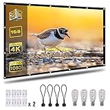 Coolwoo 120 inch Projector Screen, 16:9 HD Foldable Portable Anti-Crease Indoor Outdoor Movie Screen Double Sided Projection for Home Theater Gaming Office