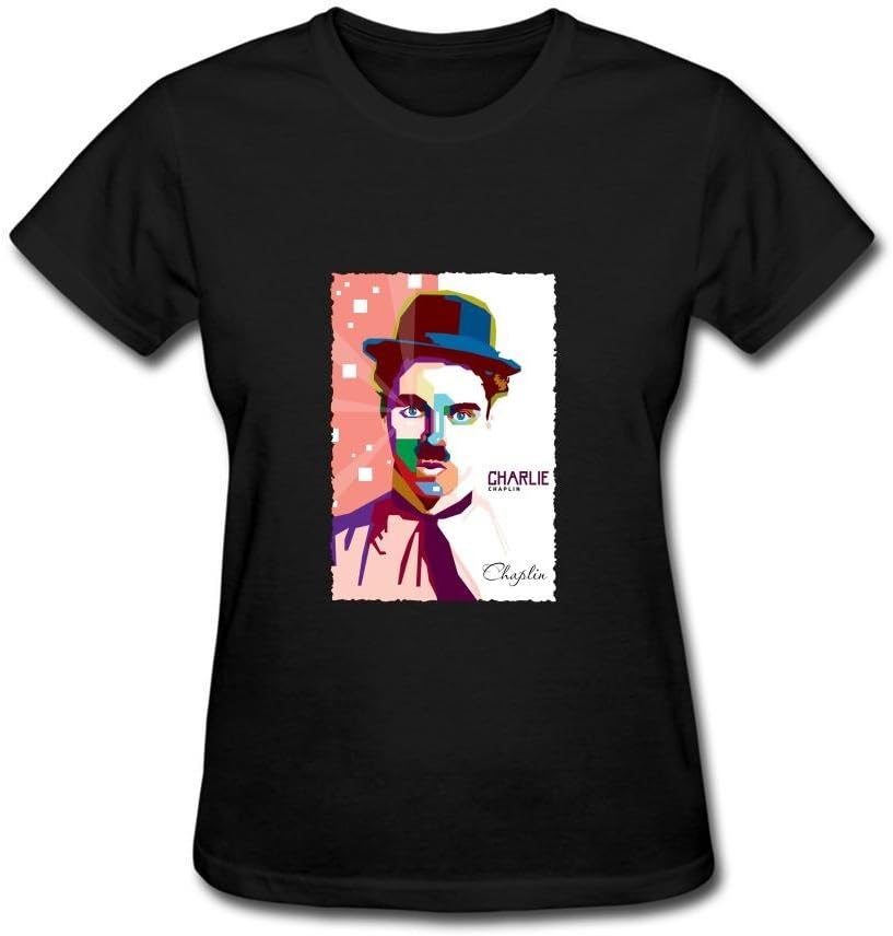 Women's Charlie Chaplin Art T Shirt Black XXL