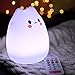 ANTEQI Carton Night Light Silicone Remote Timer Cute Cat Lamp Tap Control Lamp for Kids Bedroom Nursery Baby [Wireless Remote Timer, USB Charge, Warm & White Light, 9 Color Breathing]