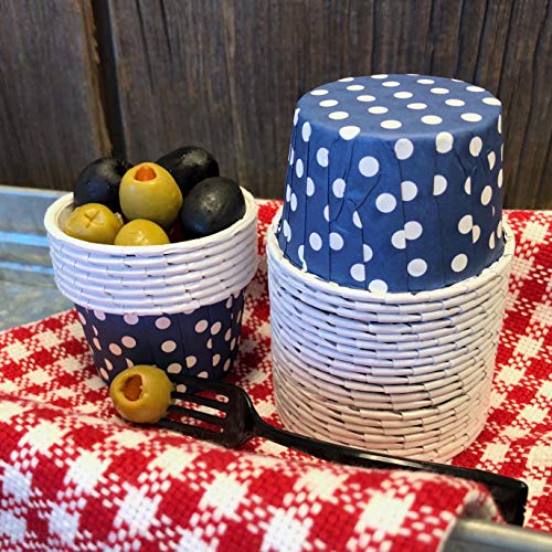 Bulk Candy Nut Mini Baking Cups - Navy Blue White Dot - 100 Pack
