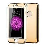 iphone 6 Plus Case,Landfox 2015 New Beetle 3in1i Ultra Thin Hard Case Cover+glass Film for Iphone 6 Plus 5.5 (Gold)
