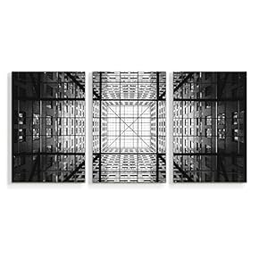 Wall26-3 Panel Canvas Wall Art- Black and White Modern Construction -Giclee Painting Wall Bedroom Living Room Home Decoration - 16"x24" x 3 Panels